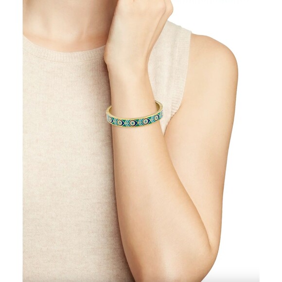Kate Spade Fine Feather Bangle Bracelet Enamel Gold Tone - Picture 6 of 8